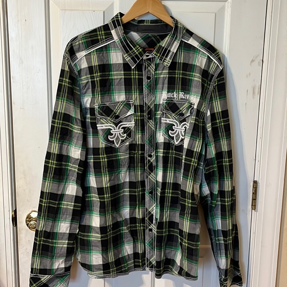 Rock Revival Shirts Mens Rock Revival Button Down Size Xl Green And
